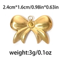 Pendentif nœud papillon en acier inoxydable 304 doré mesurant 2,4x1,6cm mat - Nœud Papillon Classique Or (TP0705-02)