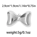Pendentif noeud en acier inoxydable 304 poli de 2,9x1,9cm pour la création de bijoux - Nœud Papillon Brillant Argent (TP0706-01)