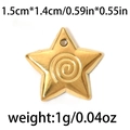 Golden stainless steel five-pointed star pendant with spiral texture for jewelry making - Star Shaped (TP0716-02)