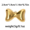 Pendentif noeud en acier inoxydable 304 doré poli, dimensions 2,9cm x 1,9cm et poids 5g - Nœud Papillon Brillant Or (TP0706-02)
