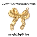 Pendentif nœud en acier inoxydable 304 doré avec finition texturée pour bijoux DIY - Nœud Papillon Simple Or (TP0707-02)