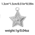 DIY silver stainless steel star pendant with embossed layers, 1.3cm x 1.5cm charm - Silver Star Style (TP0715-01)