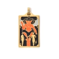 Golden 304 stainless steel tarot pendant necklace featuring The Devil XV enamel design - The Devil (TP0580-02)