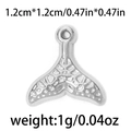 Silver 304 stainless steel whale tail pendant 1.2cm x 1.2cm for DIY jewelry making - Fish Tail Shaped (TP0731-01)