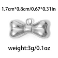 Pendentif nœud en acier inoxydable argenté 1,7x0,8cm pour création de bijoux - Nœud Papillon Lisse Argent (TP0708-01)