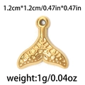 Golden 304 stainless steel fishtail pendant charm with textured finish 1.2cm - Fish Tail Shaped (TP0731-02)