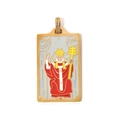 Retro stainless steel tarot pendant necklace featuring The Hierophant design in red enamel - The Hierophant (TP0581-02)