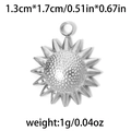 Silver 304 stainless steel sunburst pendant with dimensions and weight display - Sun Shaped (TP0733-01)
