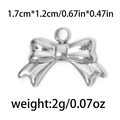 Pendentif nœud en acier inoxydable 304 avec texture pressée pour création de bijoux - Nœud Papillon Petit Argent (TP0709-01)