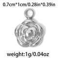 304 stainless steel camellia flower charm pendant in silver finish for DIY jewelry - Silver Camellia Style (TP0719-01)