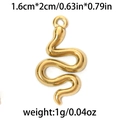 304 stainless steel snake charm in gold finish with s-curve design for DIY jewelry - Gold Winding Snake (TP0725-02)