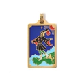 Golden stainless steel Tarot pendant with colorful The Fool card enamel design - The Fool (TP0582-02)