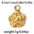 Golden rose flower charm in stainless steel for DIY jewelry, size 0.7cm by 1cm - Gold Camellia Style (TP0719-02)