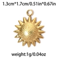 Golden sun-shaped stainless steel pendant with hammered texture and sunburst rays - Sun Shaped (TP0733-02)