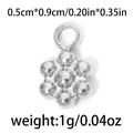 Poliertes 304 Edelstahl Blumen-Anhänger für DIY Schmuck in Silber, Größe 0,5cm x 0,9cm - Silber Perlenblume Stil (TP0813-01)