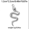 304 stainless steel snake charm in silver finish for DIY jewelry making and pendants - Silver Smooth Snake (TP0752-01)