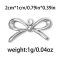 Pendentif nœud en acier inoxydable argenté pour bijoux taille 2cm x 1cm - Nœud Papillon Svelte Argent (TP0711-01)