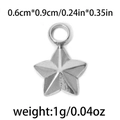 DIY 304 Edelstahl Sternanhänger in Silber für Schmuckherstellung, 0,6x0,9 cm groß - Silver Brushed Star Style (TP0817-01)