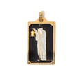 Stainless steel tarot necklace pendant featuring The Hermit IX design with black enamel - The Hermit (TP0585-02)
