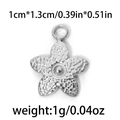 Polished silver stainless steel flower pendant with unique hammered texture for DIY jewelry - Hammered Flower (TP0811-01)