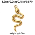 Polished golden 304 stainless steel snake pendant for DIY jewelry making 1.2x2.2cm - Gold Smooth Snake (TP0752-02)