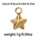 Goldener Edelstahl-Sternanhänger für DIY-Schmuckherstellung, Größe 0,6x0,9cm, 1g - Gold Brushed Star Style (TP0817-02)