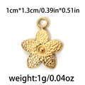 Golden 304 stainless steel flower pendant charm with textured finish 1cm x 1.3cm - Hammered Flower (TP0811-02)