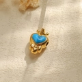 Macro view of blue enamel heart bead with gold crown for DIY jewelry making - Blue Style (TP1001-02-blue)