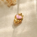 Macro shot of pink enamel heart charm with gold crown and bow for DIY jewelry making - Pink Style (TP1001-02-pink)