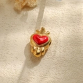 Detailed view of red heart pendant with crown on textured stone background - Red Style (TP1001-02-red)