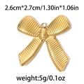 Pendentif nœud en acier inoxydable 304 doré avec rayures texturées pour bijoux DIY - Grand Nœud Papillon Rayé Or (TP0712-02)