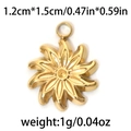 Golden stainless steel sun flower pendant charm with dimensions 1.2cm x 1.5cm for DIY jewelry - Sunflower Shaped (TP0814-02)