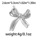Pendentif nœud en acier inoxydable 304 argent poli 2,6cm x 3,3cm pour création de bijoux - Nœud Papillon Large Argent (TP0713-01)