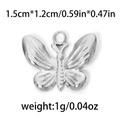 Schmetterlings-Anhänger aus 304 Edelstahl, Größe 1,5x1,2cm für DIY-Schmuckherstellung - Silver Butterfly Style (TP0832-01)