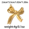 Pendentif nœud en acier inoxydable 304 doré de 2,6cm x 3,3cm avec texture brillante - Nœud Papillon Large Or (TP0713-02)