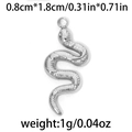 Detailed S-shaped 304 stainless steel snake pendant with scales and top ring, 0.8x1.8cm size - Silver Mini Snake (TP0841-01)