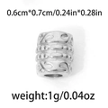 Perle cylindrique géométrique en acier inoxydable 304 avec motifs vintage en relief - Style Cylindre en Relief Rétro (TP0852-01) / Lot de 10 / Argent