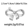 Pendentif nœud en acier inoxydable 304 pour la création de bijoux DIY - Nœud de Ruban Argent (TP0714-01)