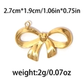 Pendentif nœud en acier inoxydable doré 304 texturé, taille 2,7x1,9 cm et poids 2g - Nœud de Ruban Or (TP0714-02)