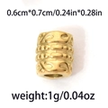 Perle cylindrique creuse en acier inoxydable 304 doré avec motif à vagues pour bijoux DIY - Style Cylindre Motif Vague (TP0852-02) / Lot de 10 / Or
