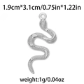 Silver 304 stainless steel snake pendant with detailed scales and size dimensions - Silver Realistic Scaled Snake (TP0844-01)