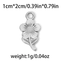 Silberner Edelstahl Blumenanhänger mit Blättern, 1cm x 2cm, für DIY Schmuckherstellung - Silver Sunflower Style (TP0879-01)