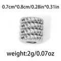 304 stainless steel cylindrical bead with twisted rope texture for DIY jewelry making - Twisted Rope Pattern Cylinder Style (TP0854-01) / 10 Pieces Pack / Silver