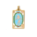 Golden 304 stainless steel tarot pendant featuring the World XXI card with colorful enamel - The World (TP0597-02)