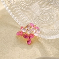 Detail of 304 stainless steel flower pendant with pink and purple enamel gradient finish - Rose Pink (TP1048-02-rosepink)