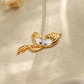 Detailed macro view of a 304 stainless steel butterfly pendant with white enamel wings - Black Butterfly Wing Style (TP1059-02-black)