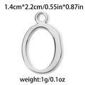 Oval 304 stainless steel pendant charm with polished silver finish and top ring 1.4x2.2cm - Silver Oval Style (TP0767-01) / Silver