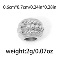 Textured spiral 304 stainless steel bead for DIY jewelry making in silver finish - Rope Pattern Spacer Bead Style (TP0866-01) / 10 Pieces Pack / Silver
