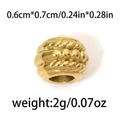Golden 304 stainless steel round bead with rope texture and hole for DIY jewelry - Rope Pattern Spacer Bead Style (TP0866-02) / 10 Pieces Pack / Gold