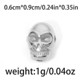 Polished silver skull bead in 304 stainless steel for DIY jewelry making 0.6x0.9cm - Retro Skull Style (TP0867-01) / 10 Pieces Pack / Silver